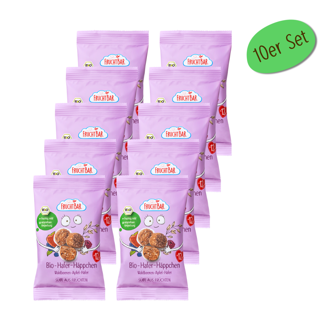 Bio Hafer Häppchen Waldbeeren, Apfel, Hafer 10er Set Bio Hafer Häppchen Waldbeeren, Apfel, Hafer