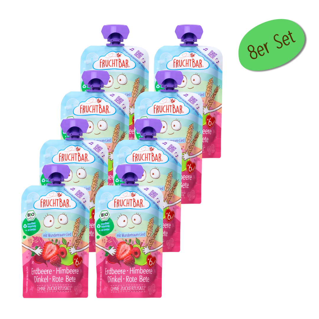 Bio Quetschie Erdbeere, Himbeere, Dinkel, Rote Bete