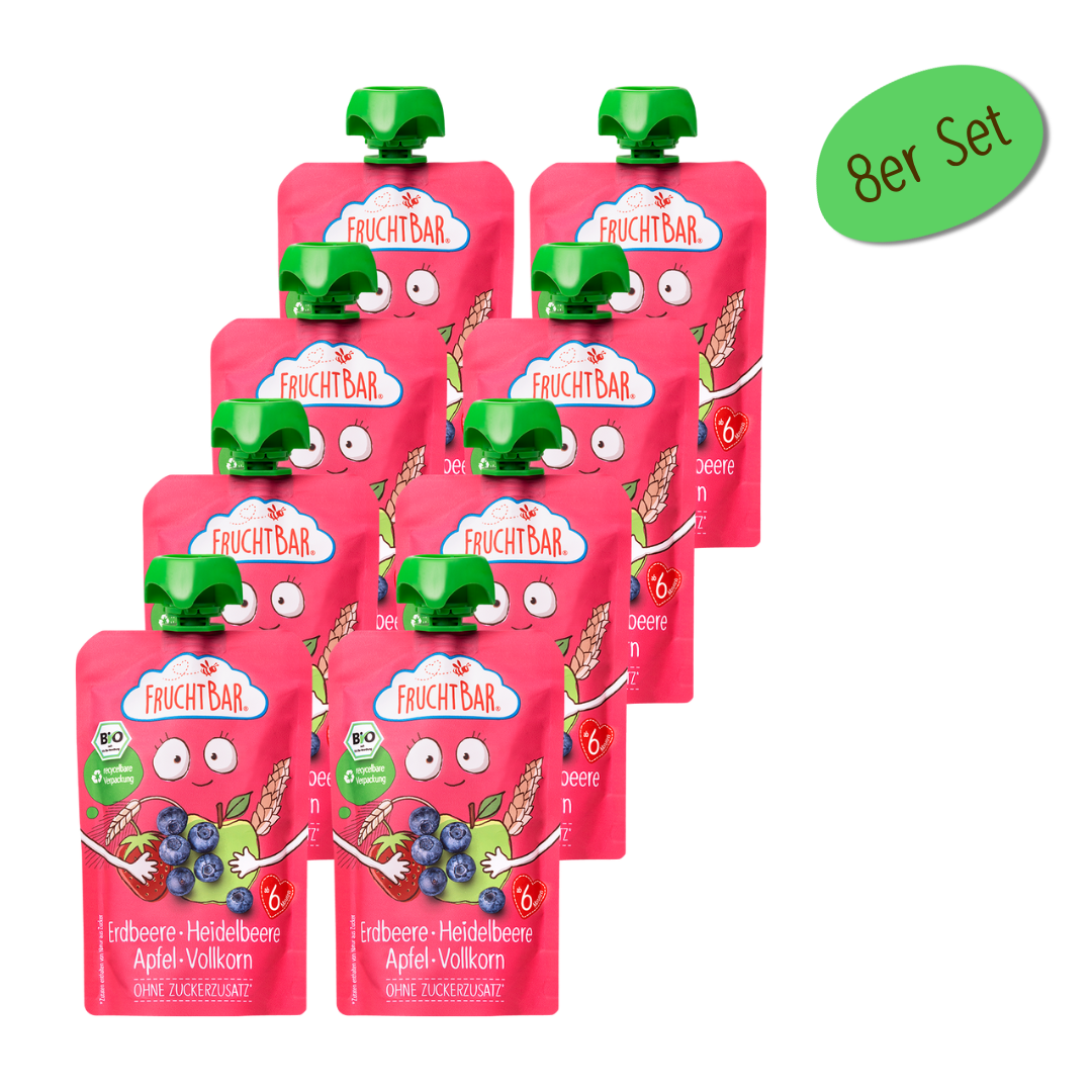 Bio Quetschie Erdbeere, Heidelbeere, Apfel, Vollkorn