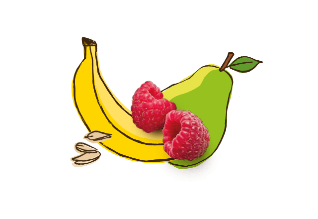aus Bio Banane, Apfel und Himbeere