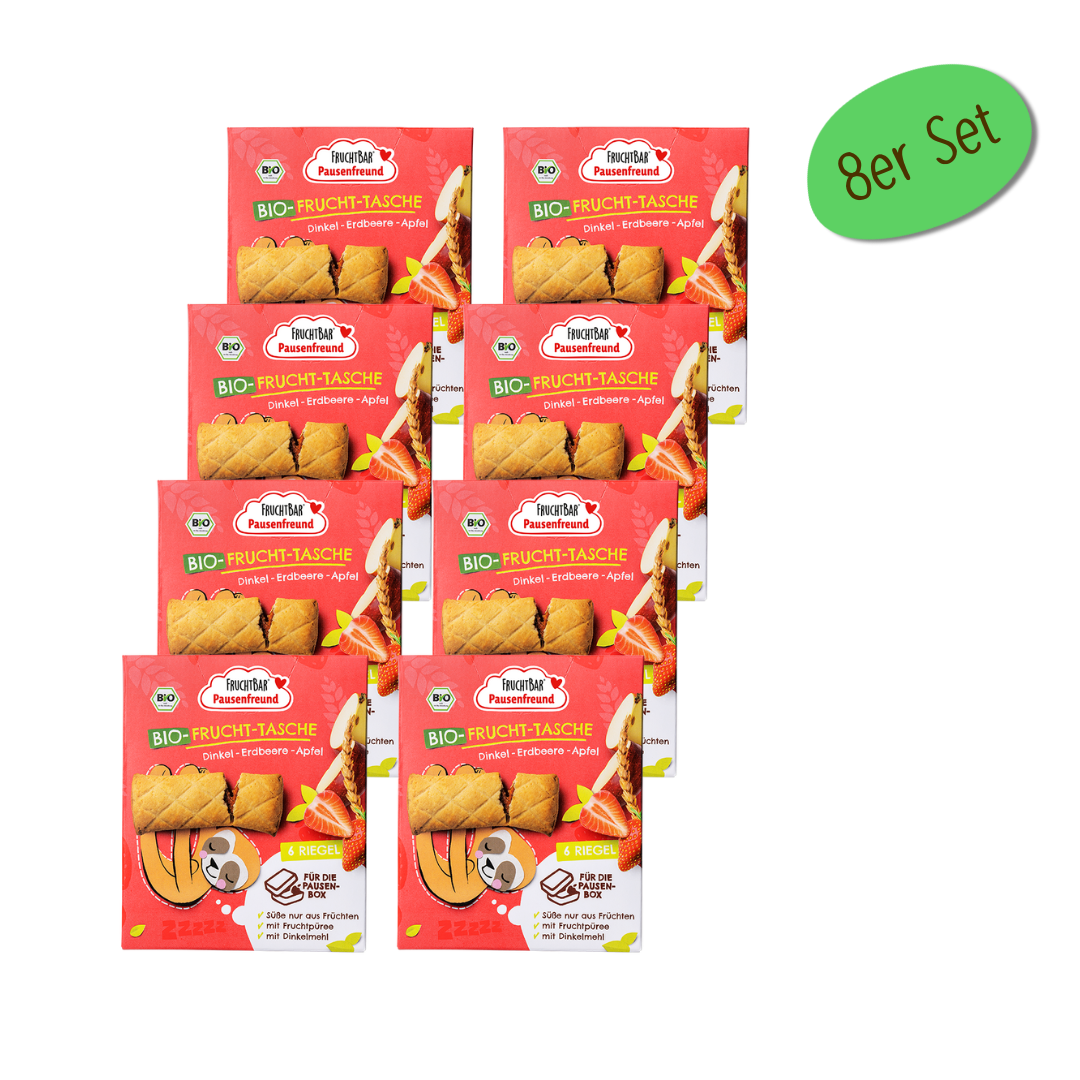 Bio Frucht Tasche Dinkel, Erdbeere, Apfel
