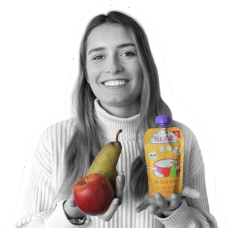 Aline mit Quetschie in der hand