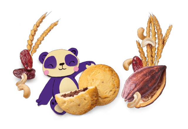 Der Panda präsentiert: Gefüllter Keks mit Cashew, Dattel und Kakao Bohne