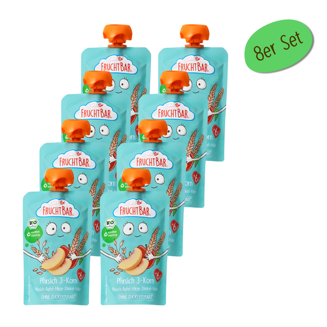 Bio Quetschie Pfirsich 3-Korn