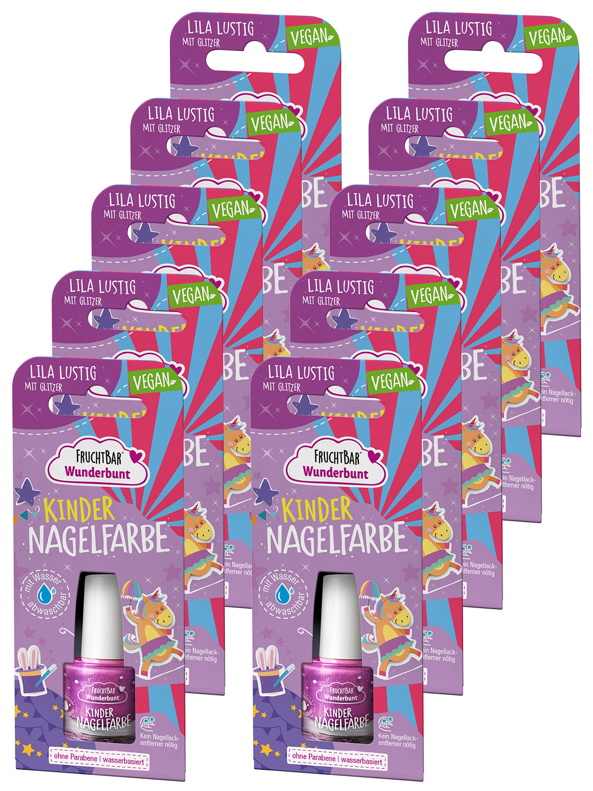 Kinder Nagelfarbe 'Lila Lustig mit Glitzer'