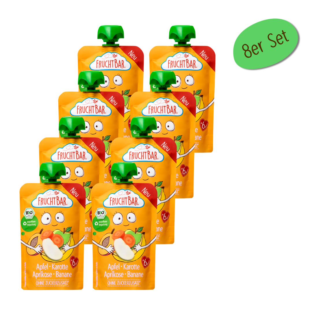 Bio Quetschie Apfel, Karotte, Aprikose, Banane