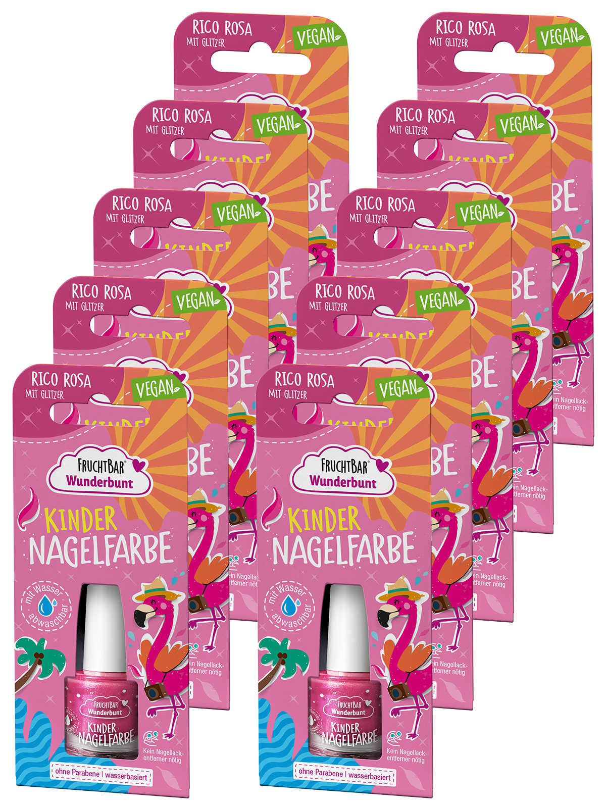 Kinder Nagelfarbe 'Rico Rosa mit Glitzer'