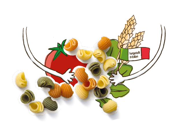 Bio Nudeln made in Ital ymit Tomaten und Spinat
