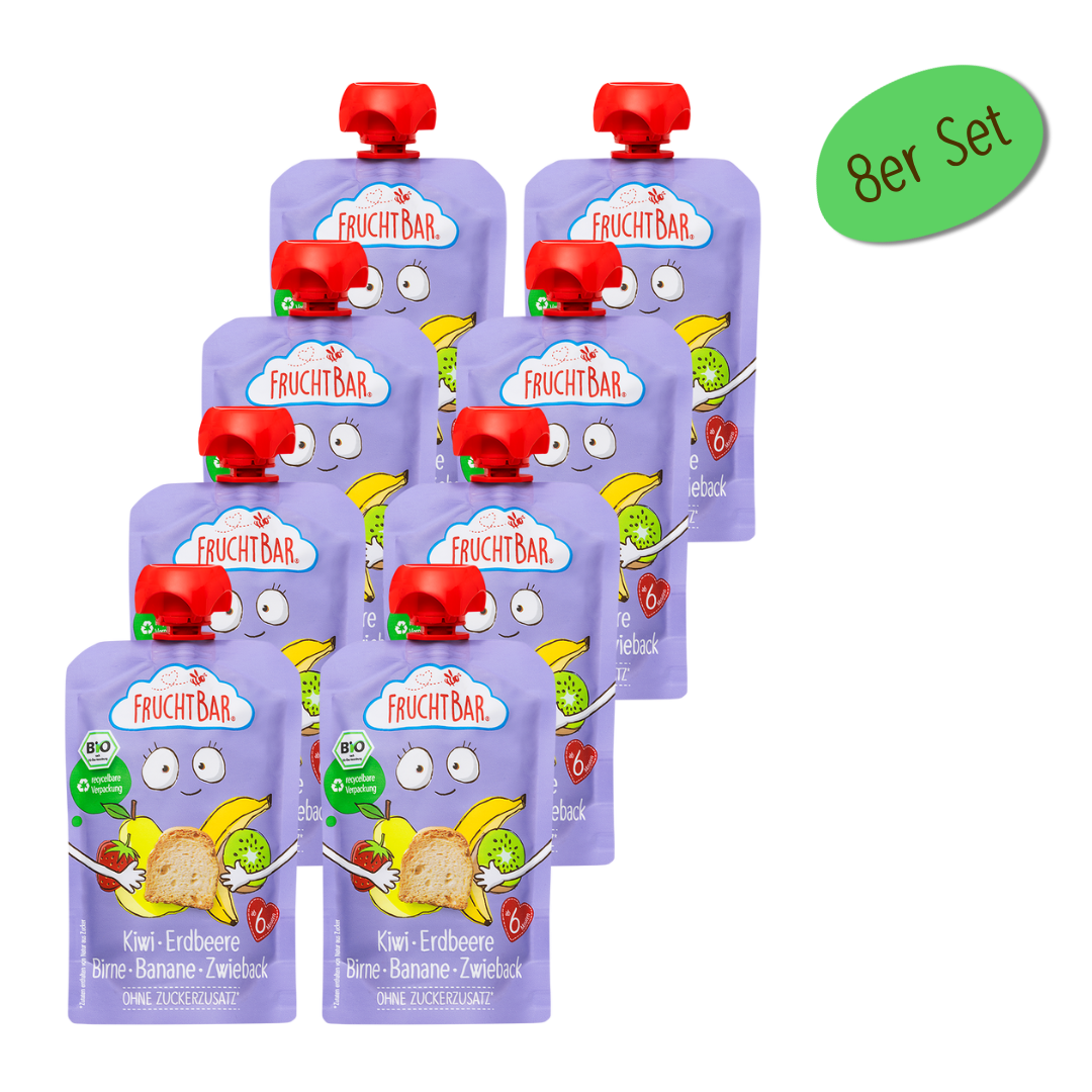 Bio Quetschie Kiwi, Erdbeere, Birne, Banane, Zwieback