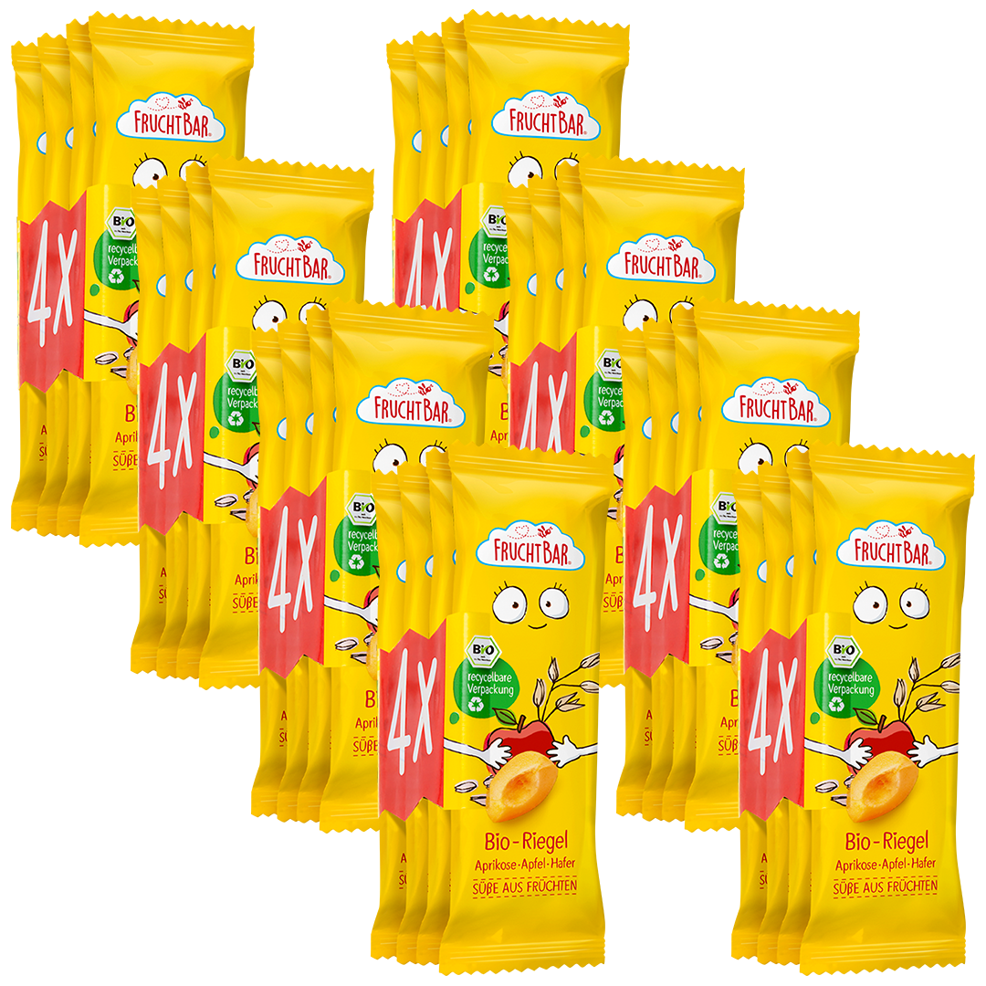 Bio Riegel Aprikose, Apfel, Hafer 4er Pack