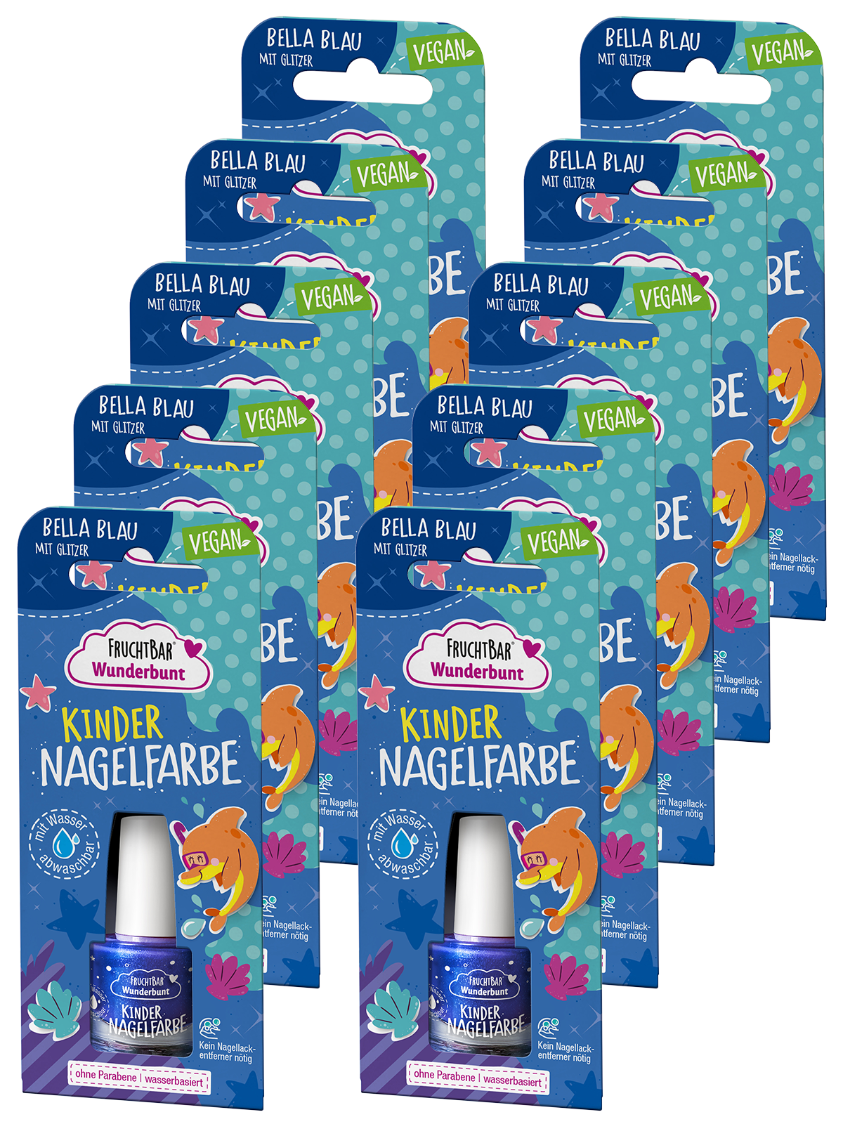 Kinder Nagelfarbe 'Bella Blau mit Glitzer'