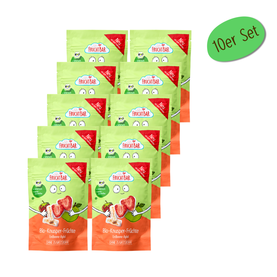 Bio Knusper Früchte Erdbeere, Apfel 10er Set Bio Knusper Früchte Erdbeere, Apfel
