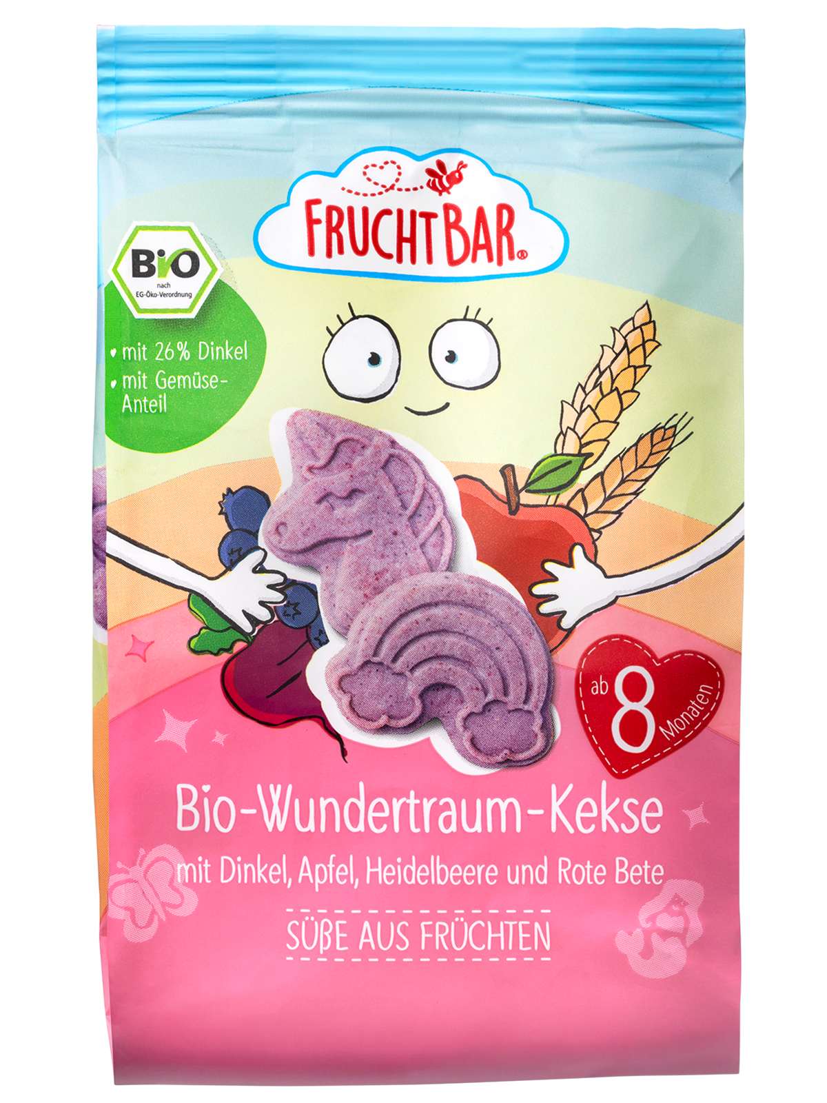 FruchtBar Bio Wundertraum Kekse Bio-Wundertraum-Keksen mit Gemüseanteil in zauberhaften Formen, ab 8 Monaten.