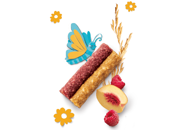 Bio Früchteduo mit Pfirsich und himbeeren